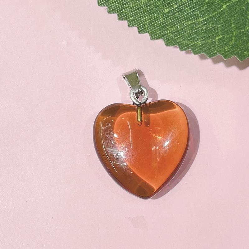 Natural Crystal Agate Heart Pendant Sweater Chain, 20mm Gemstone.