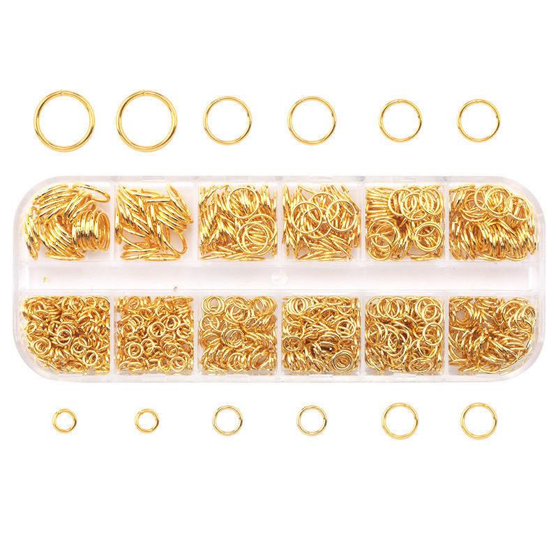 1050 Stück farbig plattierte offene Biegeringe, eine Box, 3, 4, 5, 6, 7, 8, 10 mm, 7 Farben, Spaltringe, Verbindungsstücke für DIY-Schmuckherstellung