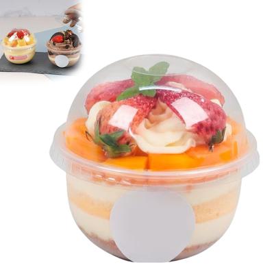 50 Pièces Gobelets à Dessert en Plastique Transparent avec Couvercles Dômes 250ml Jetables