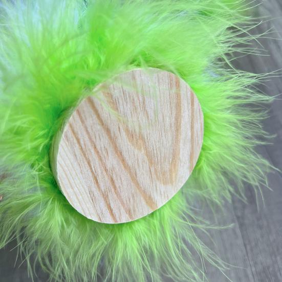 2 Pcs Green Furry Christmas Tree Faux Fur Plush Christmas Tree Tabletop Centerpiece with Red Xmas Ball for Home Party Holiday Decor