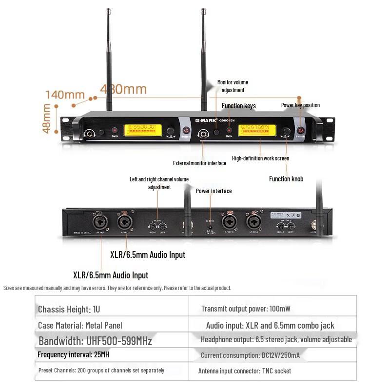 G-MARK G5000 Dual-Channel Wireless In-Ear Monitor System