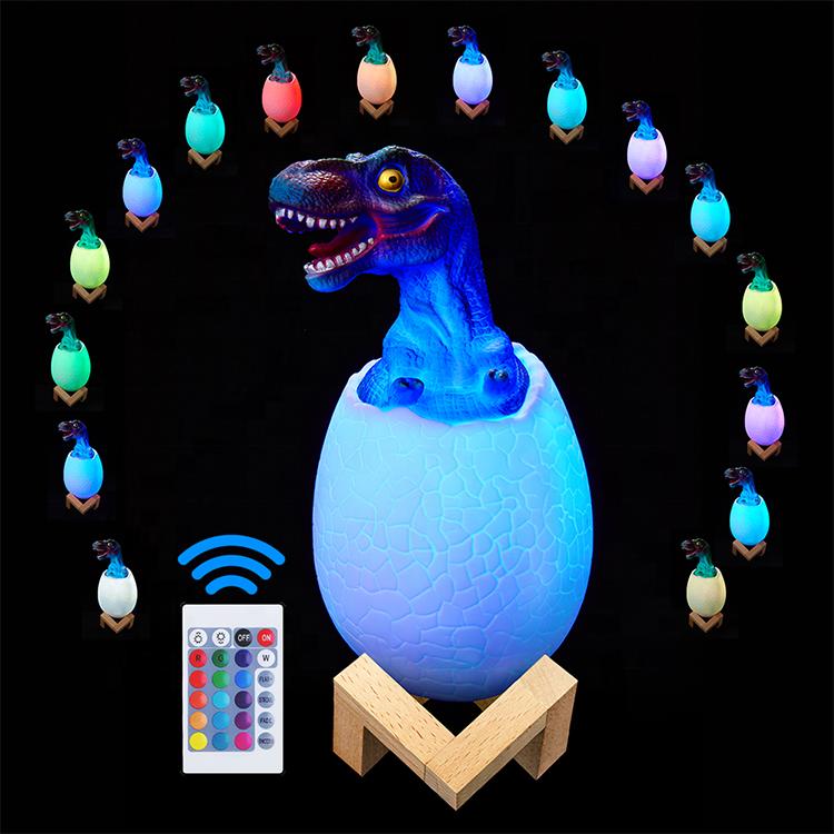 Dálkové ovládání dobíjecí noční dinosauří lampa pro děti Led noční světlo 3D LED lampa Moon