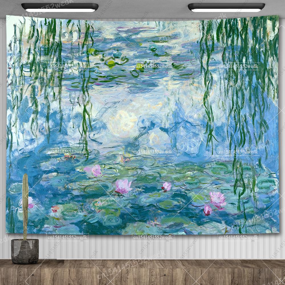 Claude Monet Lilia Wodna Obraz Olejny Gobelin Wiszący na Ścianie Estetyczny Wystrój Pokoju Dzieło Sztuki Gobelin Krajobrazowy Dekoracja Sypialni