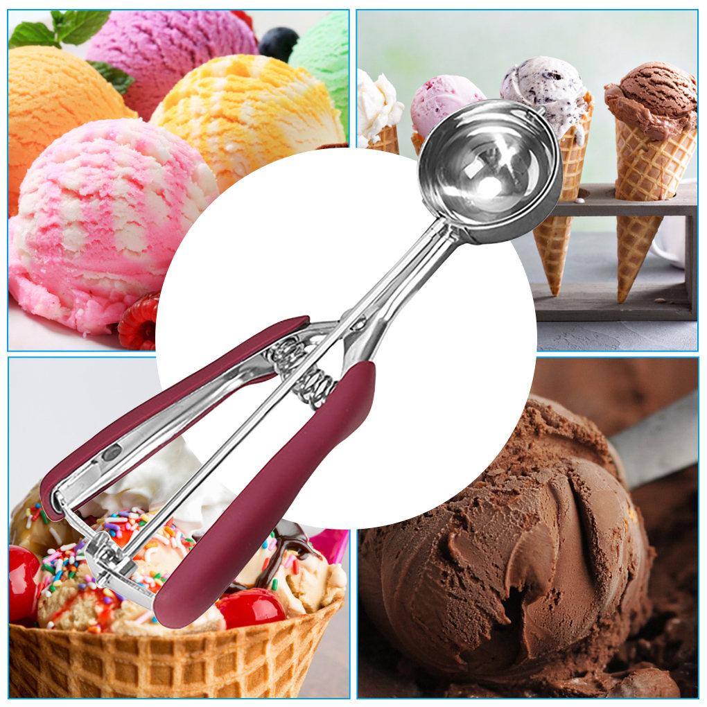 3 Size Stainless Steel Ice Cream Spoon Kitchen Tools Spring Handle Mash