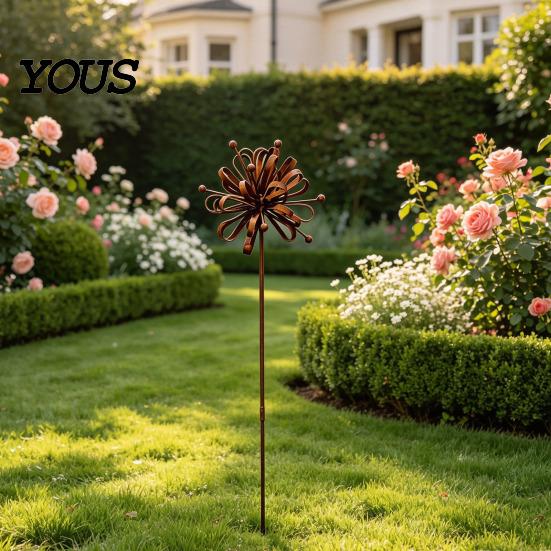 Weatherproof Garden Stakes Iron Stake Decor, Metal Outdoor Yard Ornament with Rustproof Coating, Decorative Ground Easy Insert for Patio Villa