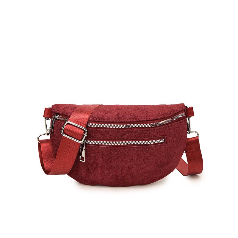 Trendy Women's Suede Crossbody Chest Bag with Durable Webbing
