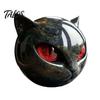 Spooky Shelf Decoration Spherical Black Cat Head Ornament, Resin Gothic Style Sculpture with Colorful Collectible Art Eyes for Halloween Tabletop