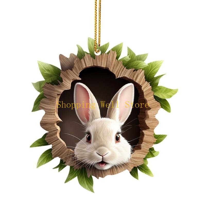 KX4B Easters Rabbit Decors Colorful Handmade Easters Ornament Acrylic Texture Suitable for Storefronts and Party Enthusiasts