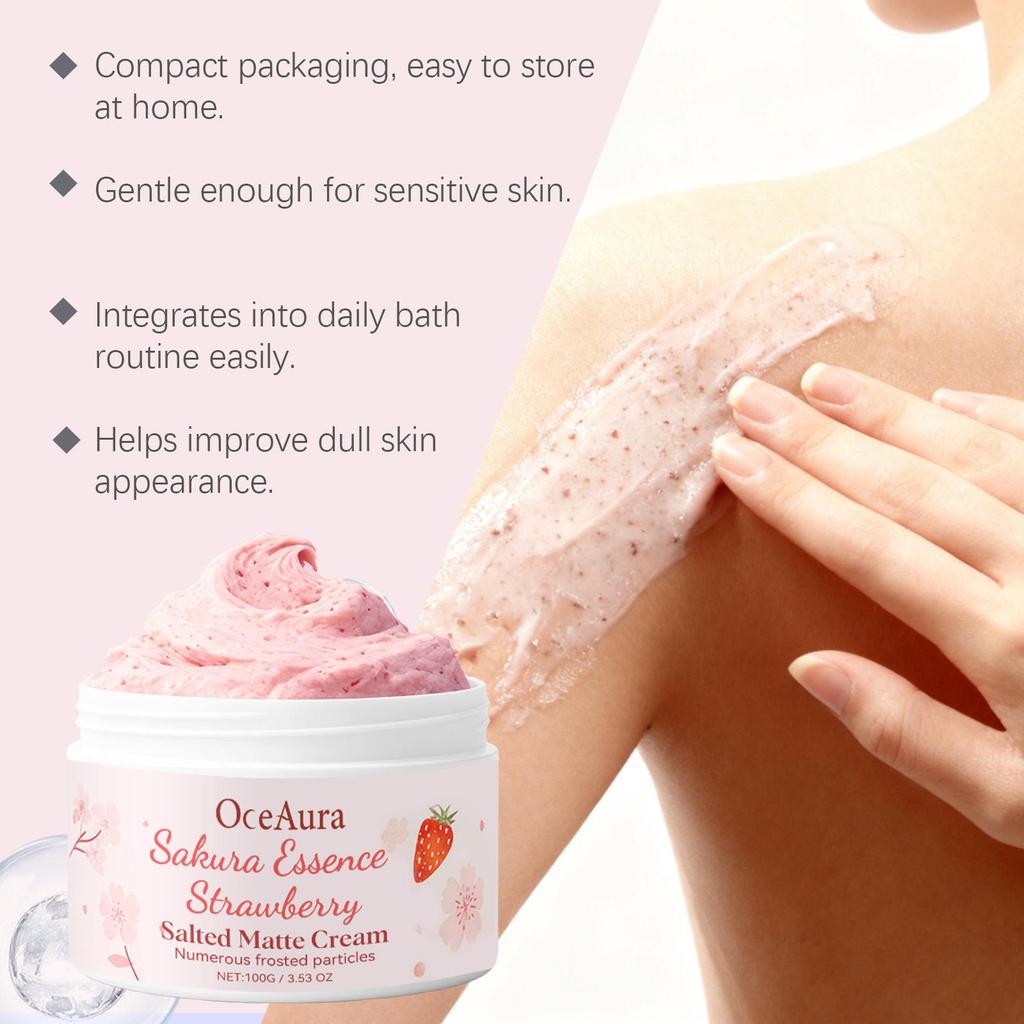 OceAura Cherry Strawberry Body Scrub Gentle Cleansing Skin Nourishing Moisturizing Exfoliating Scrub
