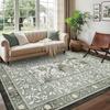 Green Living Room Carpet Soft Plants Flower Bedroom Bedside Floor Mat Vintage Home Decoration Cottagecore Non-Slip Washable Rug