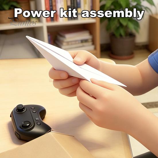 RC Plane with Dual Propellers Remote Control Paper Airplane Kit, DIY Electric Gyro Kit Stabilizer, Propellers, Lightweight Glider Assembly Toy