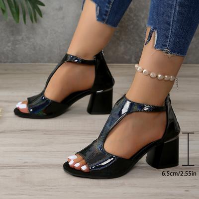 Boty pro ženy Sandály Otevřená špička Silný podpatek Šaty Elegantní dámské podpatky Černé v nabídce Lodičky Nový luxusní trend Plus size 43 44 45