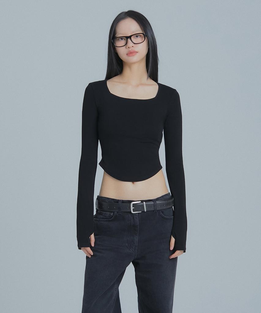 Peulaentigseobiseu Snug Square Neck Long Sleeve - Black