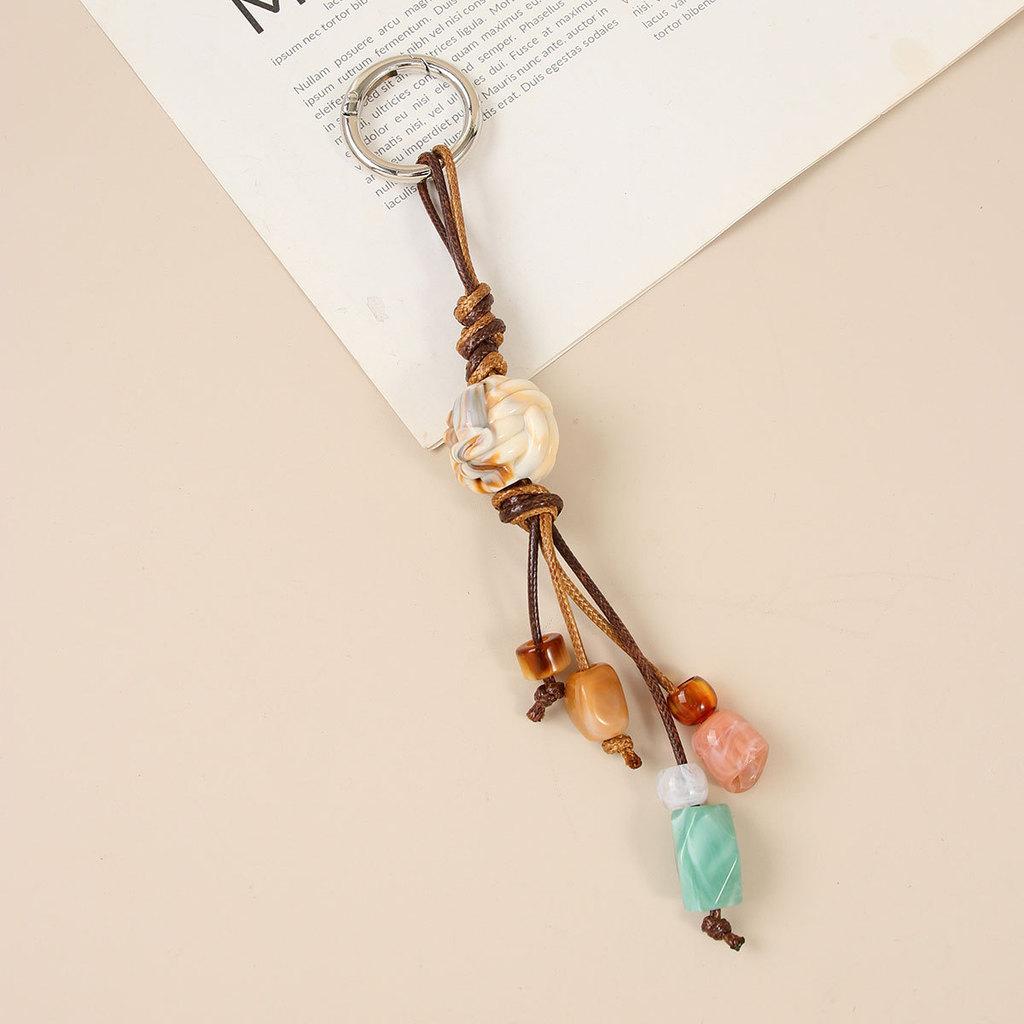 Retro Handcrafted Resin Keychain With Star Pendant For Girls And Bag Accessories