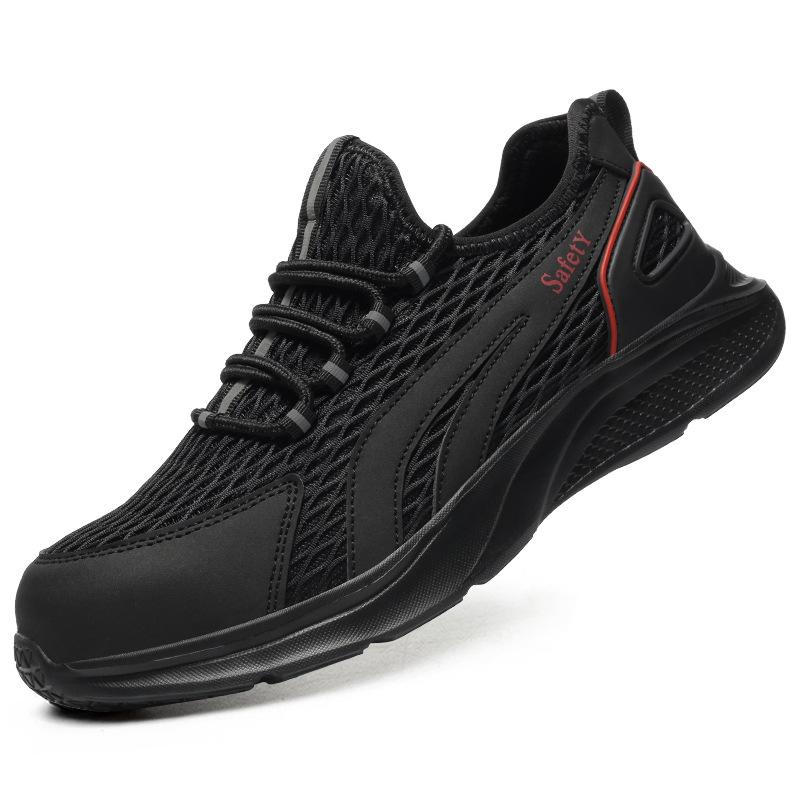 Summer Safety Shoes Reflective Shoe Laces Steel Toe Work Shoes with Protection Lightweight Work Boots Breathable Knit Sneakers