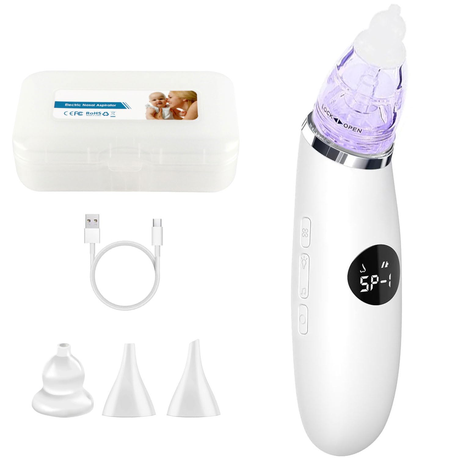 

BOJNGEWIN Назальный аспиратор с 3 типами супермягких силиконовых насадок, 3 регулируемыми режимами, простыми в эксплуатации и очистке,