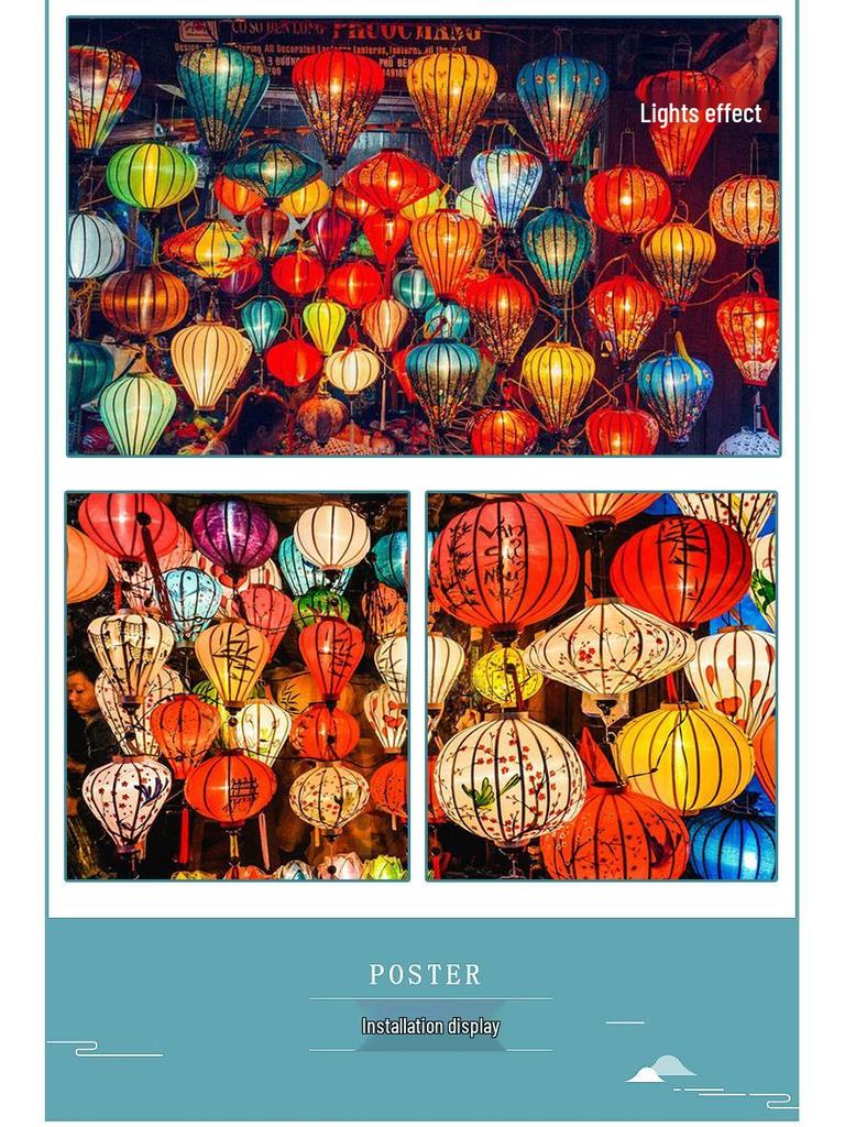 Antique Pattern Waterproof Chinese Lantern for Outdoor Balcony Decoration