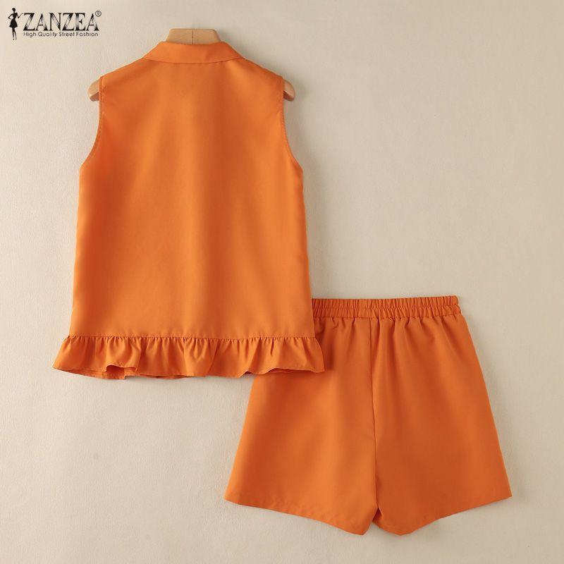 ZANZEA Women Sleeveless Vest Tops and Shorts Summer Two Piece Suit Sets