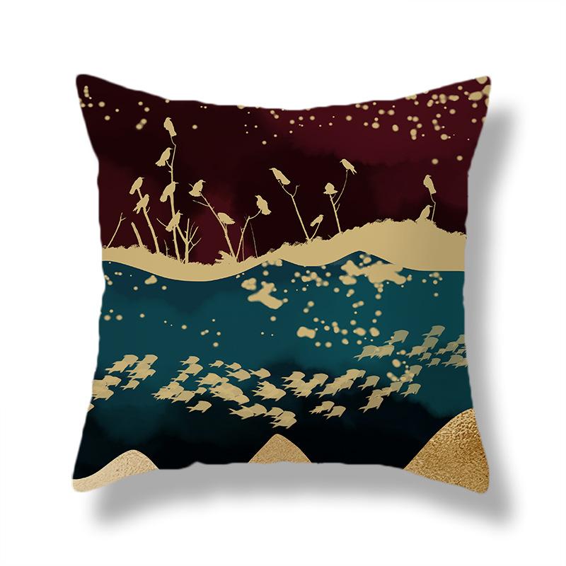 45X45CM Creative Hand-painted Natural Scenery Cushion Cover Sofa Office Seat Cushion Cover Creative Ornaments Home Decoration