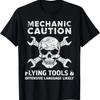 Mechanic Caution Totenkopf Humor T Shirt Fr Mechaniker Vintage Washed Fashion Slightly Homme Versatile Streetwear Stylish