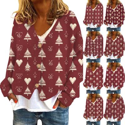 Women's Fashion Short Coat Casual Long Sleeve Printed Single Breasted Plush Top
