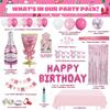 Pink Heart Love Birthday Party Balloon Set with Tinsel Decorations