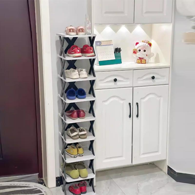Durable Plastic Shoe Rack for Entryway Stackable Dustproof Shoes Storage Vertical Sturdy Shoe Organizer Home Organizer