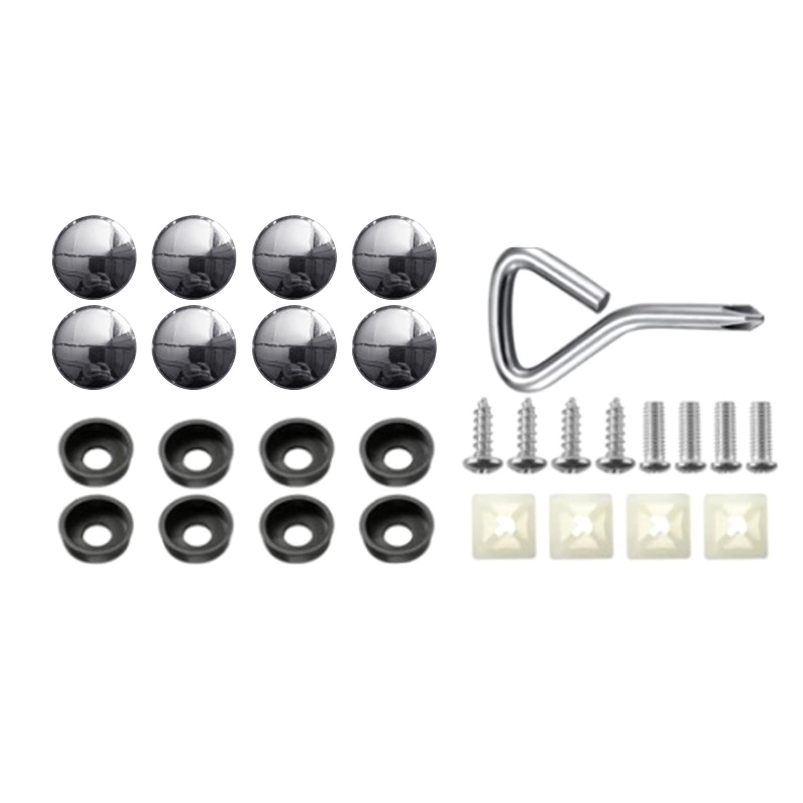 

Винты для держателя номерного знака с колпачками Универсальный держатель рамки номерного знака автомобиля Монтажный крепеж Винты и комплект колпачков серебряный