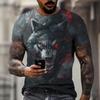 Men's T-shirt Outdoor Breathable Round Neck Top Summer Short Sleeve Wolf Printed 3D Pattern Large OverSize Loose Men's Clothing