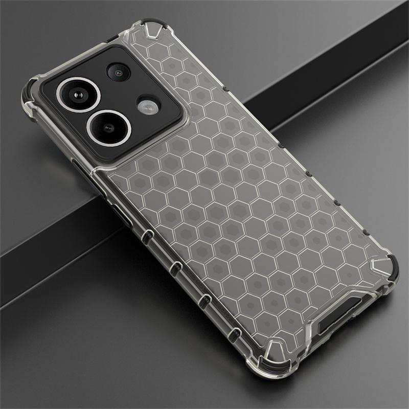 Transparent Phone Case For Xiaomi Poco X6 5G Shockproof Honeycomb Armor Back Case For Poco X6 5G Cover For Poco X6 Case 6.67inch
