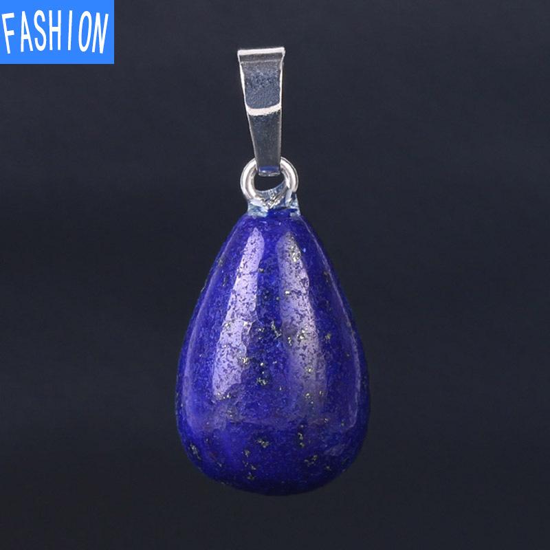Natural Crystal Women's Pendant Teardrop Half GEM PENDANT Tiger Eye Agate Lapis Lazuli Pear Necklace Pendant