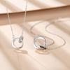 Fashion Light Luxury Dainty  925 Silver Color Diamonds Inlaid Circle Rings Pendant Choker Necklace Gift for Women