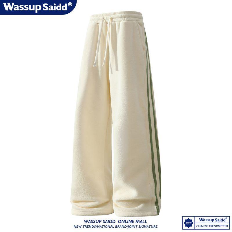 

Wassup Saidd Casual Suit Polar Fleece Stand Collar Top and Trousers Hong Kong Style Japanese Loose American Outdoor Tide [Pants] Apricot M