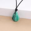 Malachite Teardrop Purification Amulet Leather Necklace for Women [KOAI]