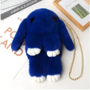 Cute Fluffy Rabbit Fur Pompoms Chain Bag Women Cartoon Rabbit Sling Bag Fluffy Bunny Shoulder Plush Backpack Girls Birthday Gift