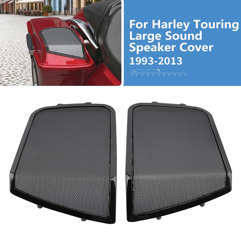 Black Motorcycle Accessories 6"x 9" Saddlebag Lid Speaker Grill Cover For Harley Touring Electra Road King Street Glide 94-13