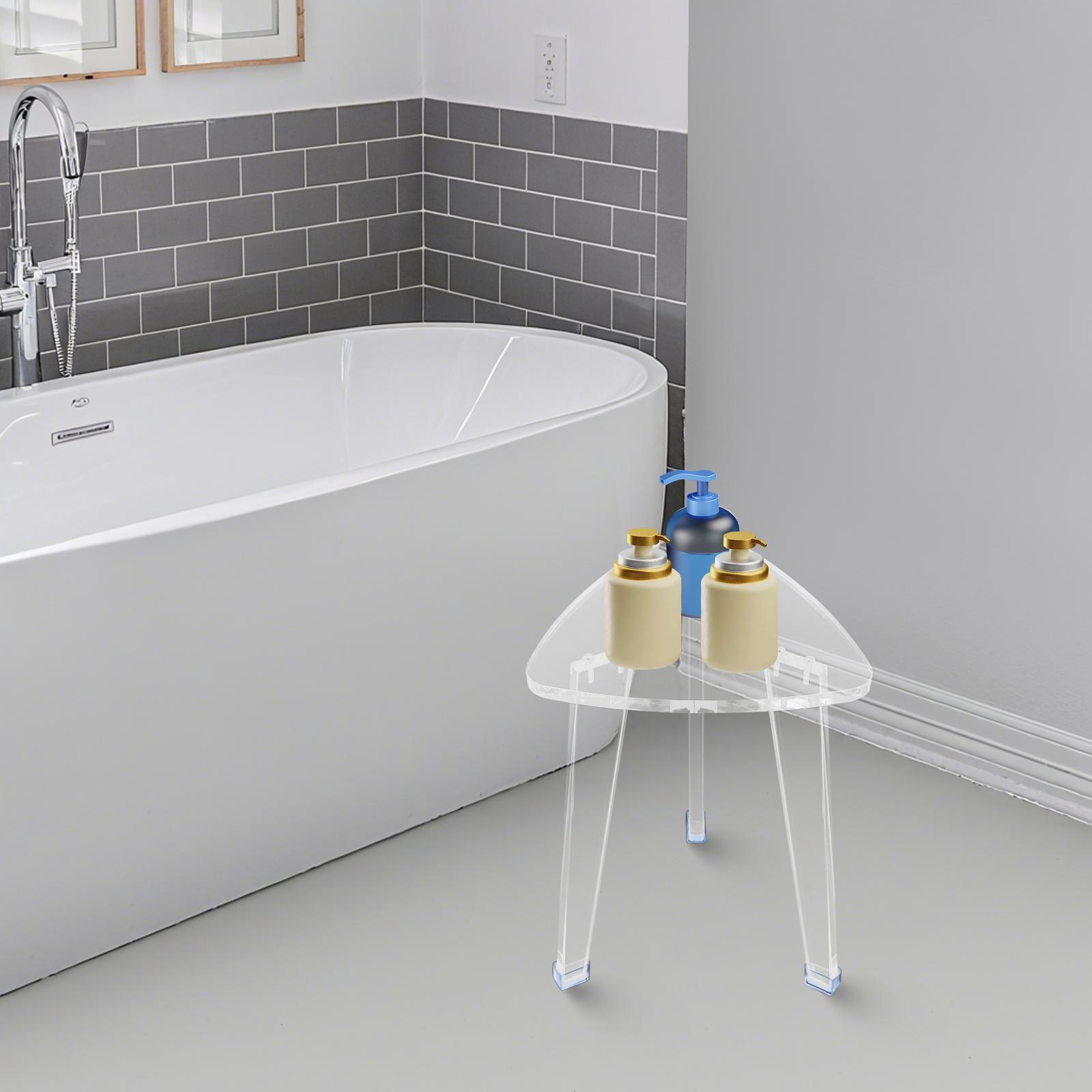 

Acrylic Stool w/ 220lbs Load Capacity, Multipurpose Corner Seat & Bathroom Stool, Kitchen Step Stool, Shower Bench, Vanity Stool чистий