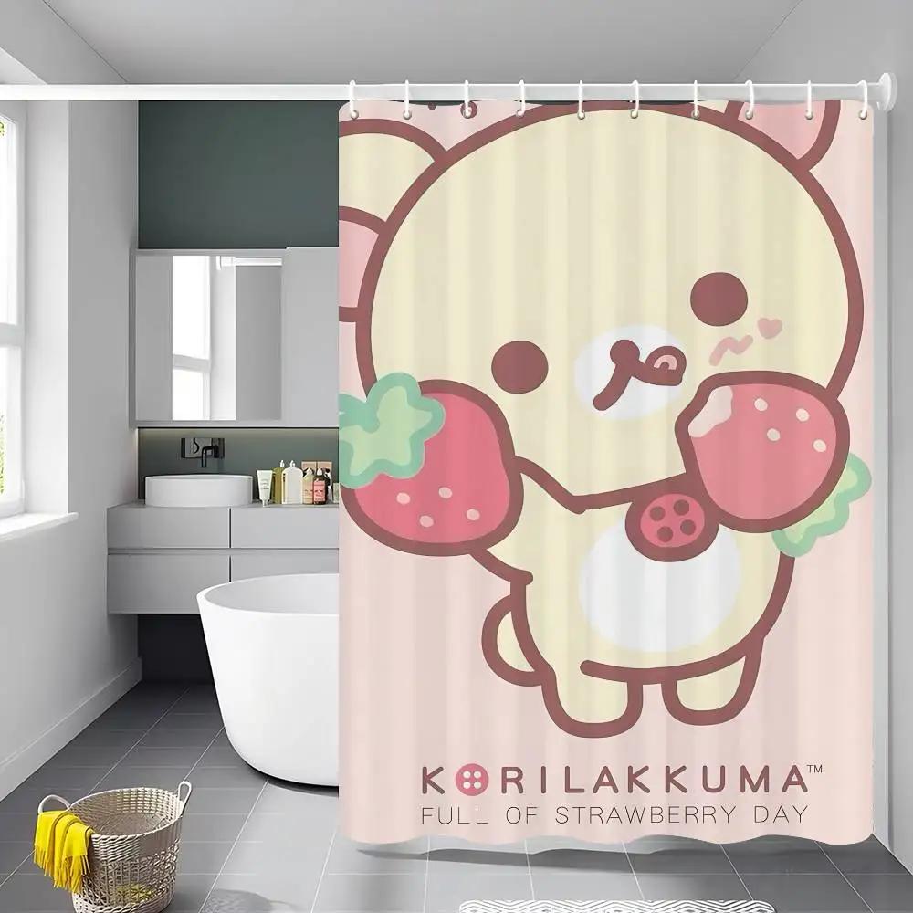 Classics R-Rilakkuma-A 1Pc Shower Curtain Polyester Waterproof Shower Curtain Bathroom Partition Curtain Decoration Accessorie