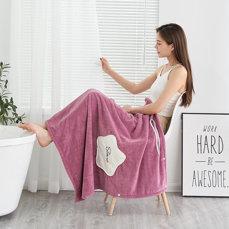 Damen-Baderock aus Korallenfleece mit Sternenmotiv – saugfähig, strapazierfähig, tragbares Tragetuch-Design