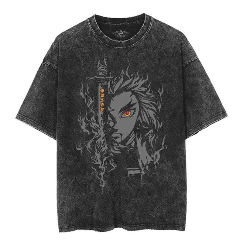 Cartoon Spell Battle Oversized Retro 3D Printed Loose Large Round Neck Cotton Short Sleeve T-Shirts Men’s