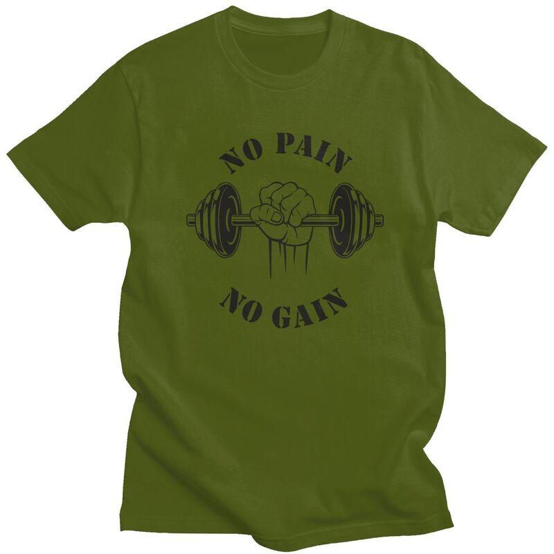 Custom No Pain No Gain T Shirt Men Short Sleeves 100 Cotton Tshirt Bodybuilding Fitness Gym Tee Tops Fashion Tshirts