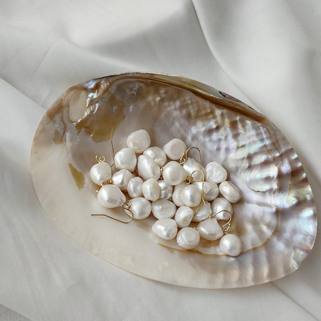 Baroque freshwater special-shaped pearl earrings irregular shape hand-made earrings temperament earrings