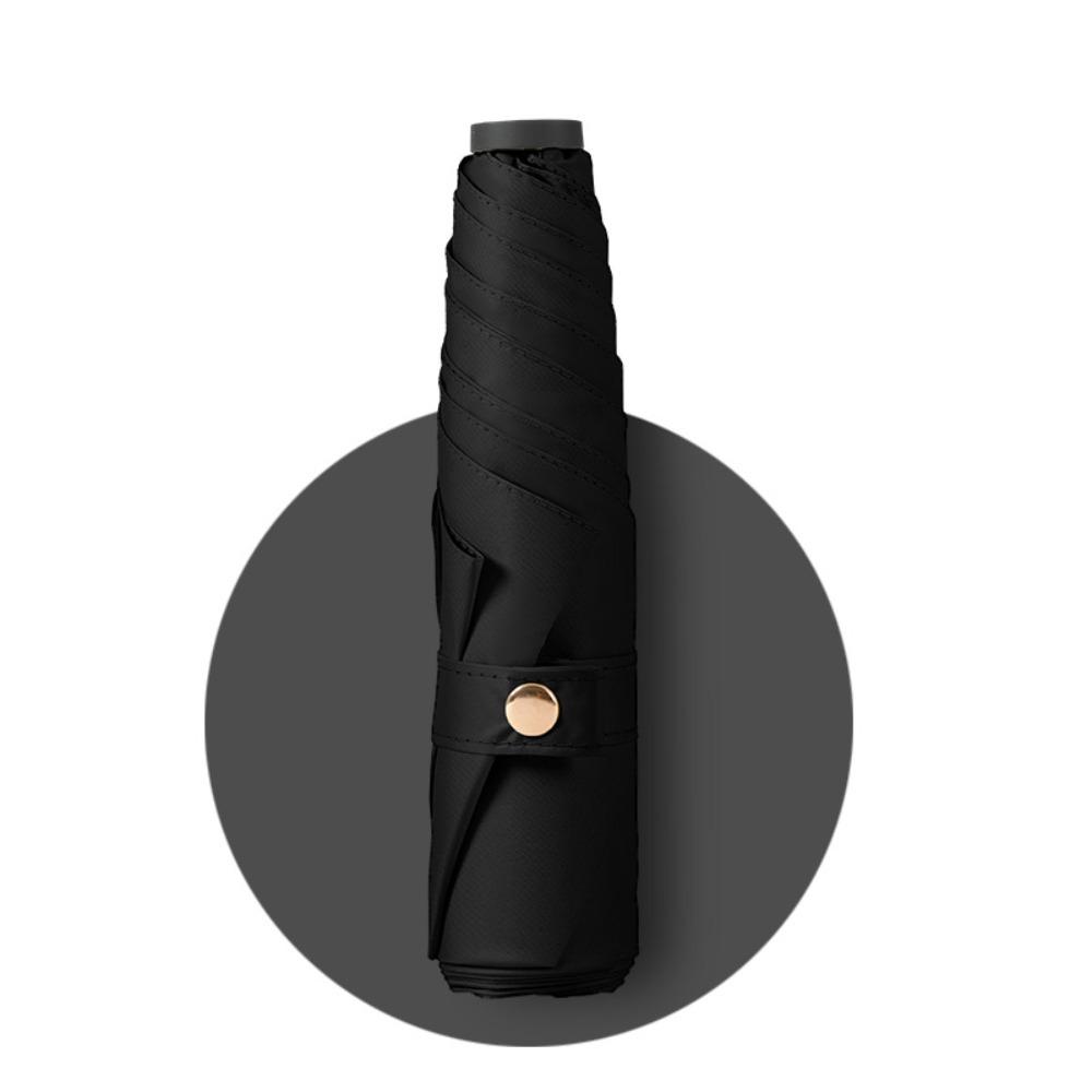 Portable 3 - Fold 6 - Rib Ultra - Light Student Umbrella, Manual Thick - Black - Glue Feather Umbrella for Rain and Sun