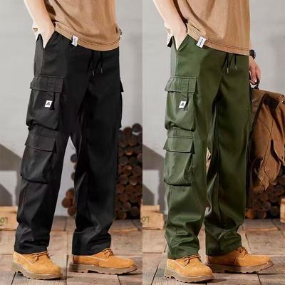 Men's Large Casual Loose Fit Workwear Pants with Cargo Pockets for Construction and Summer Wear