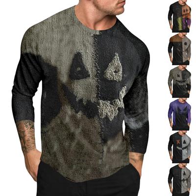 Halloween Print Raglan Sleeve Men's Long Sleeve Top