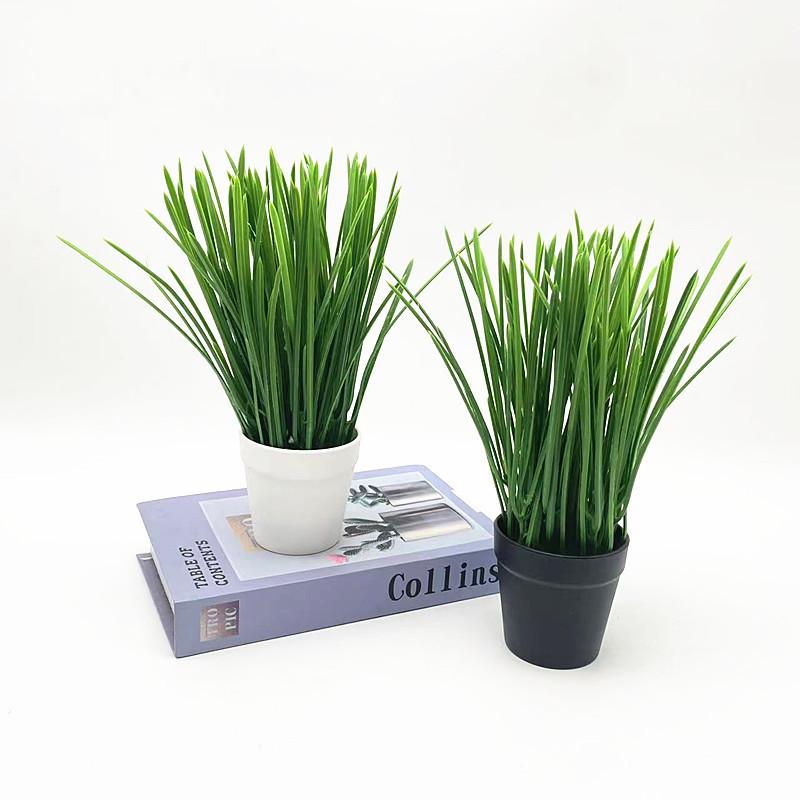 Artificial Allium Ascalonicum Potted Plant With White Or Black Pot For Event And Home Decoration