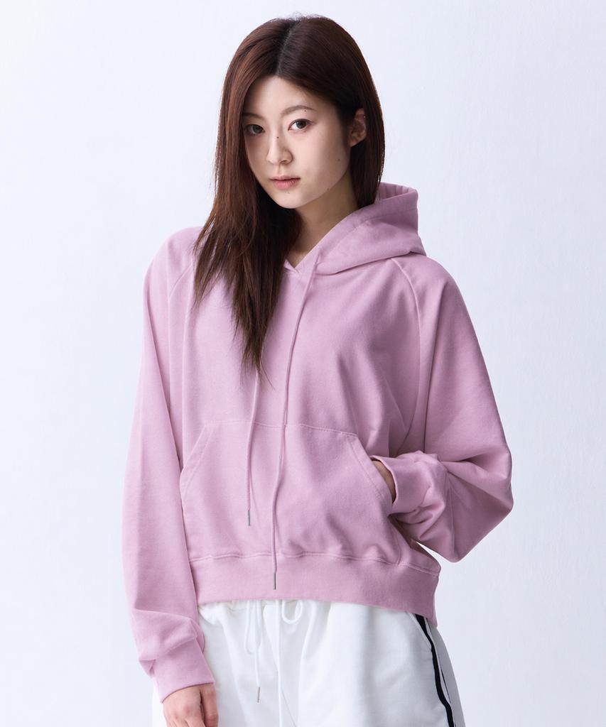 CRUSHST Slimline Crop Sweat Raglan Hoodie Pink