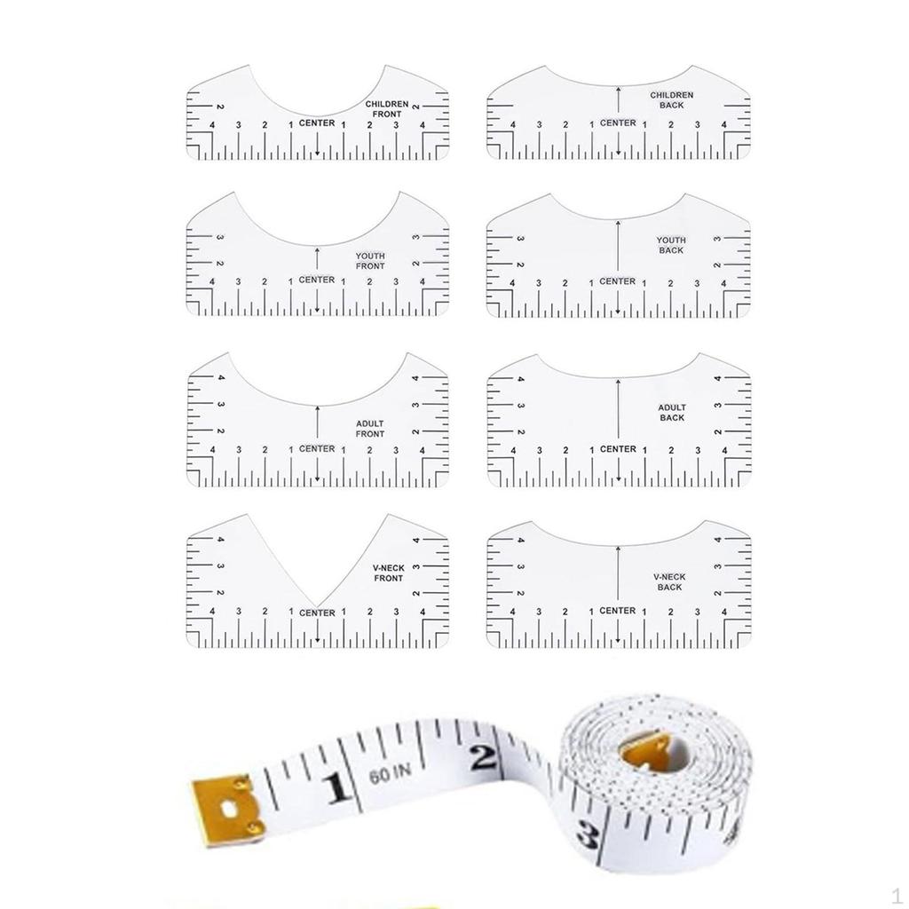 8 Pezzi Righello Guida per Magliette per Allineamento Vinile Stampa Serigrafica Pressa a Caldo