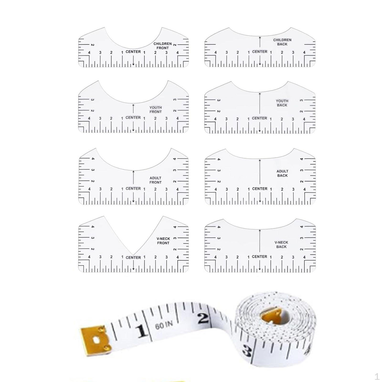 

8Pcs T Shirt Ruler Guide for Vinyl Alignment Screen Printing Heat Press Style B