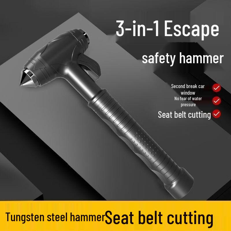 lieve 3-in-1 Car Safety Hammer with Flashlight